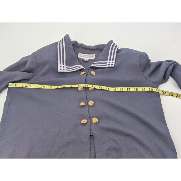 Jessica Howard 2 Piece Navy Sailor Blazer Wide Leg Pant Set Size 10 30x26 - Picture 5 of 14